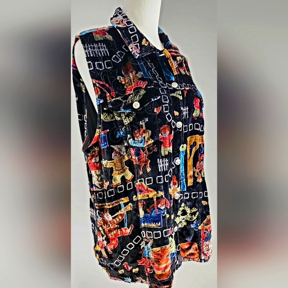 CHICO'S Vintage Women Collared Shirt Size L Black Sleeveless Button Lined - Picture 3 of 6